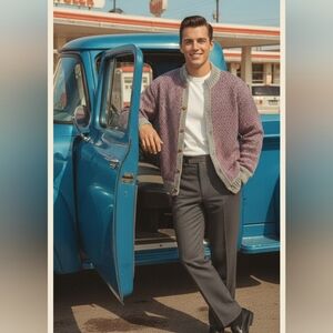 Vintage Inti  Purple and Gray Sweater